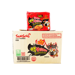 Samyang 2x Spicy Hot Chicken Flavor Ramen, 1 Case (8 family packs)