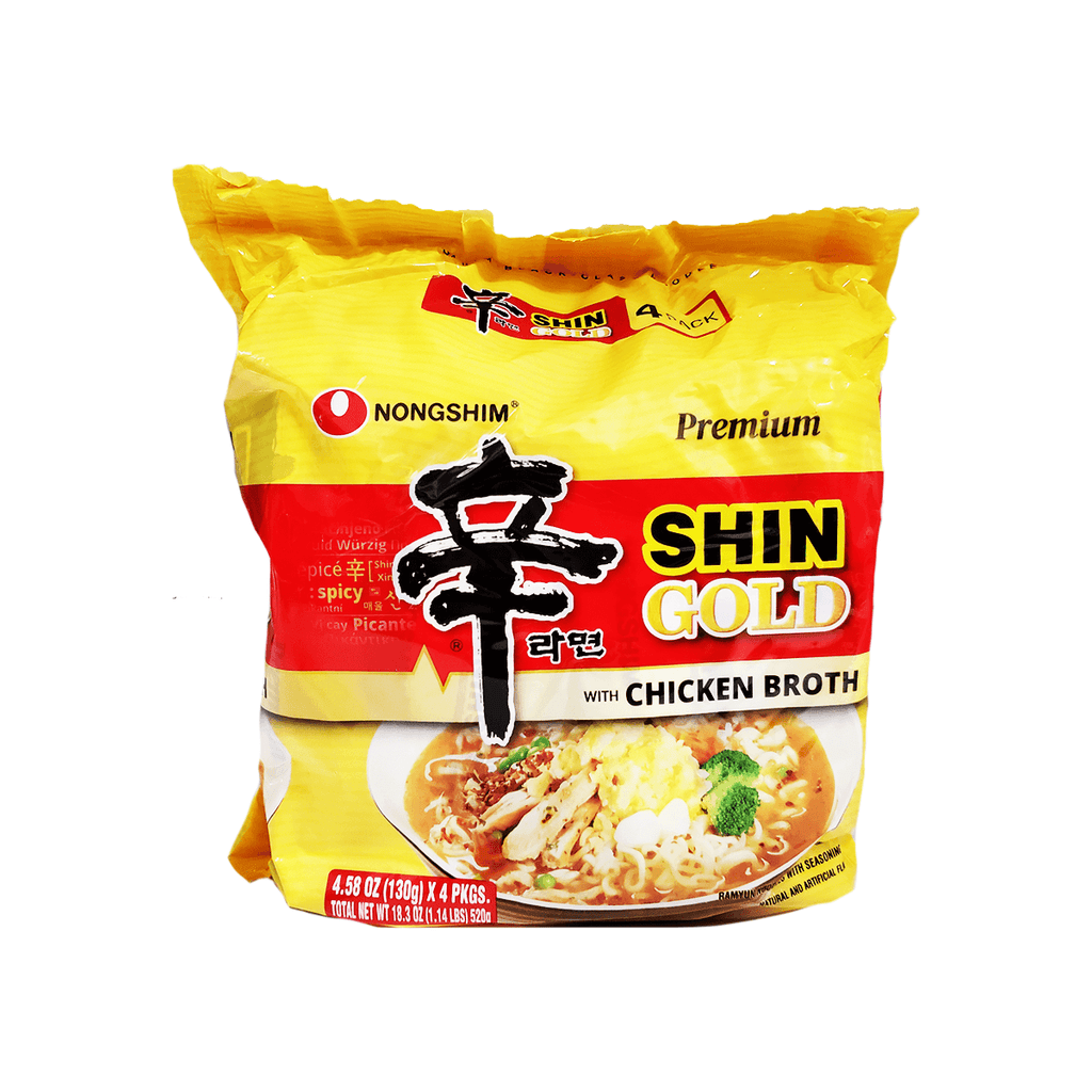 Nongshim Shin Gold Ramyun Noodle Soup with Chicken Broth, Gourmet Spicy,  3.56 oz, 6-count