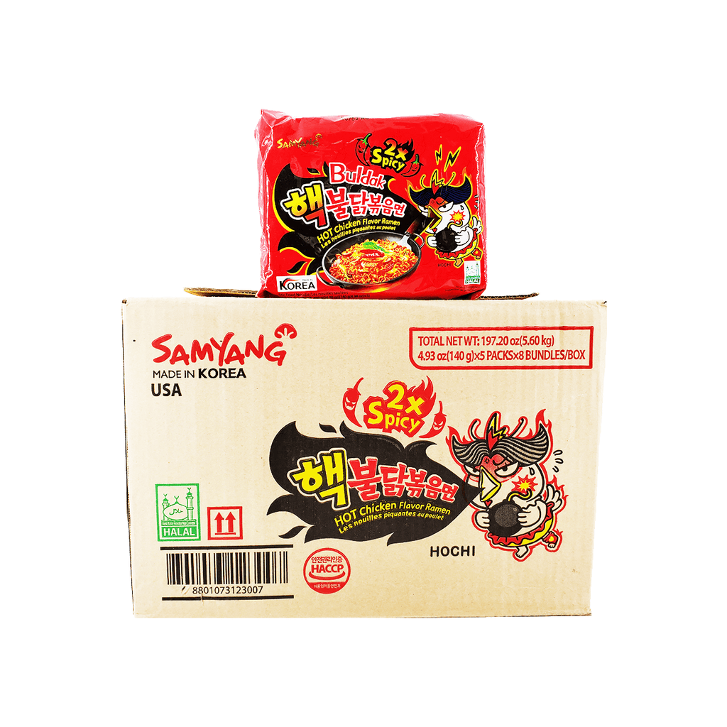 Samyang 2x Spicy Hot Chicken Flavor Ramen, 1 Case (8 family packs), 197.2oz